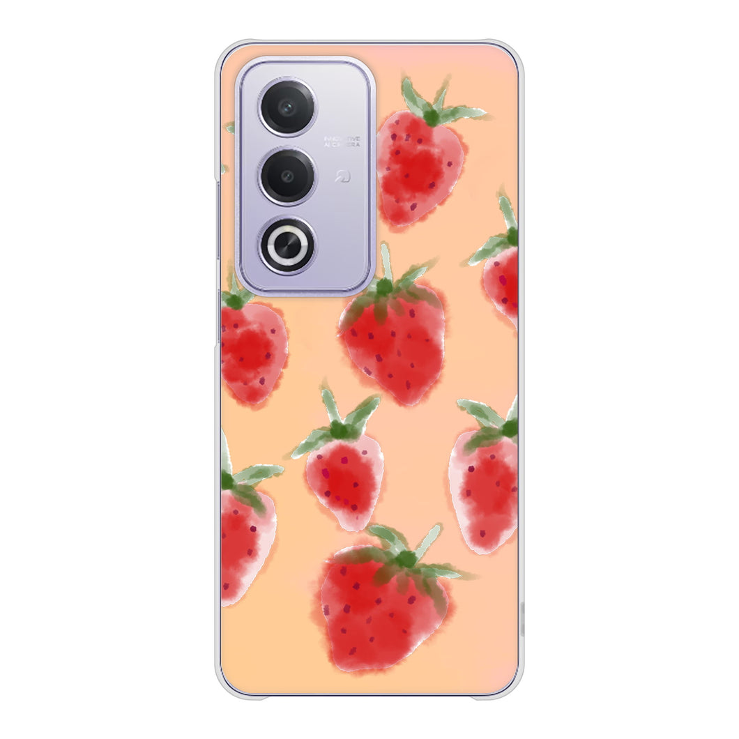 OPPO A3 5G A402OP Y!mobile 高画質仕上げ 背面印刷 ハードケースイチゴ 水彩