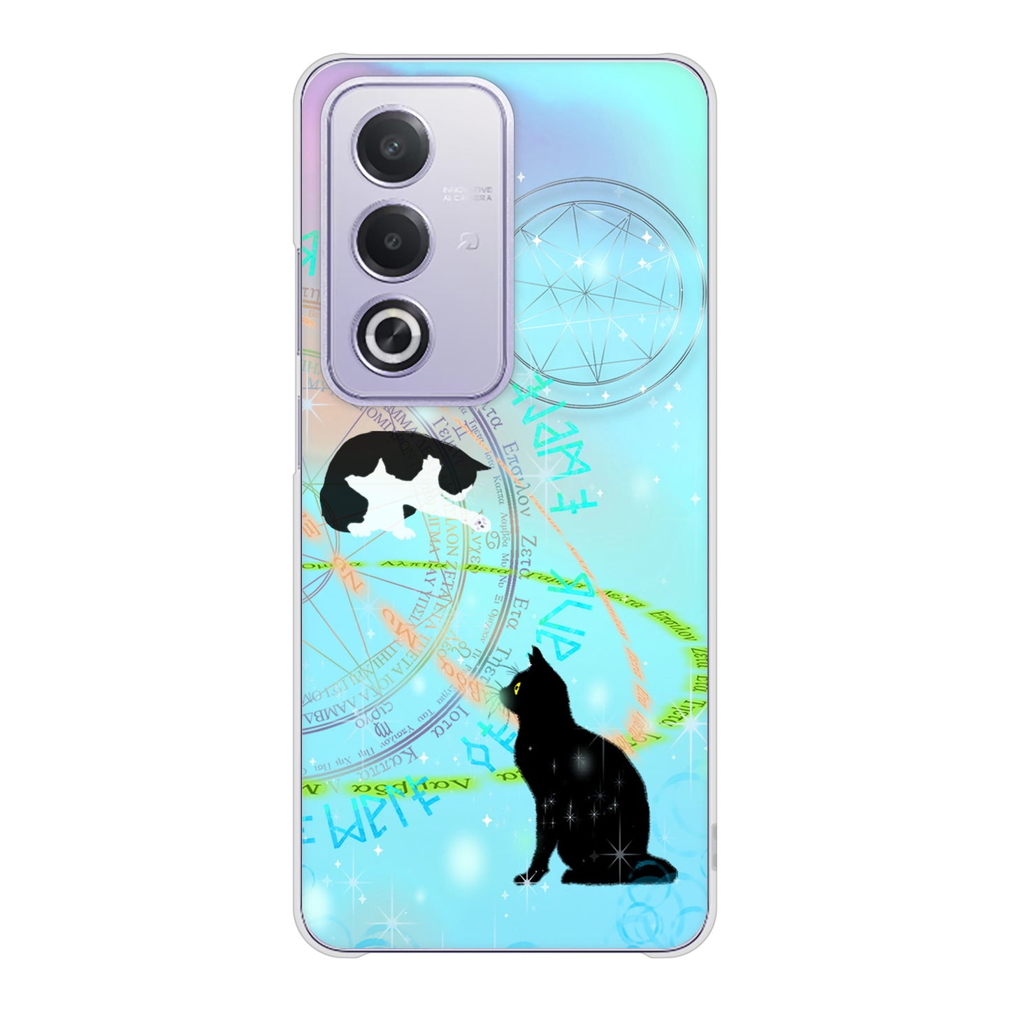 OPPO A3 5G A402OP Y!mobile 高画質仕上げ 背面印刷 ハードケース魔法陣猫