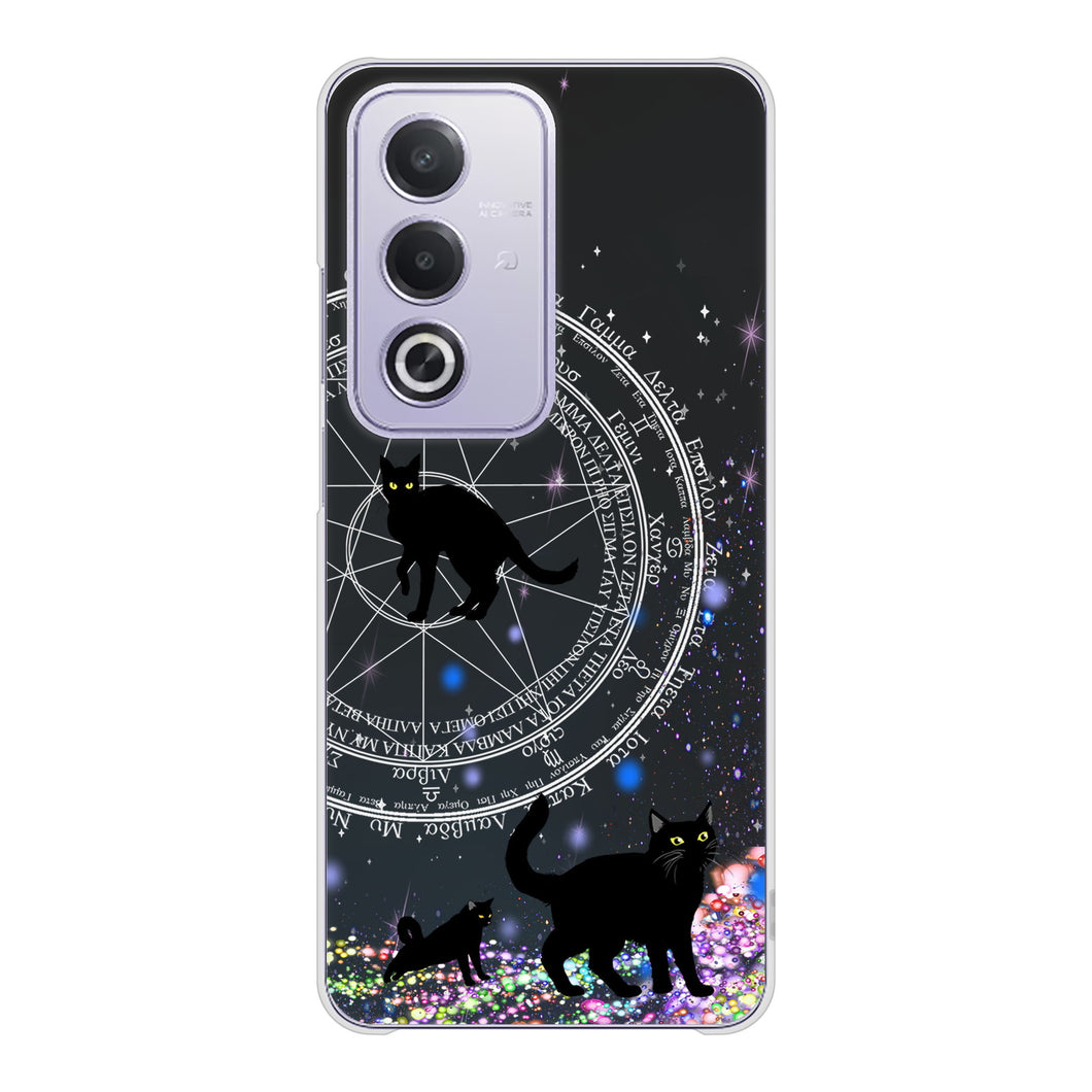 OPPO A3 5G A402OP Y!mobile 高画質仕上げ 背面印刷 ハードケース魔法陣猫