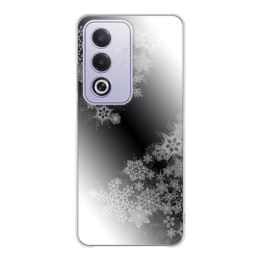 OPPO A3 5G A402OP Y!mobile 高画質仕上げ 背面印刷 ハードケース 【YJ340 モノトーン 雪の結晶 】