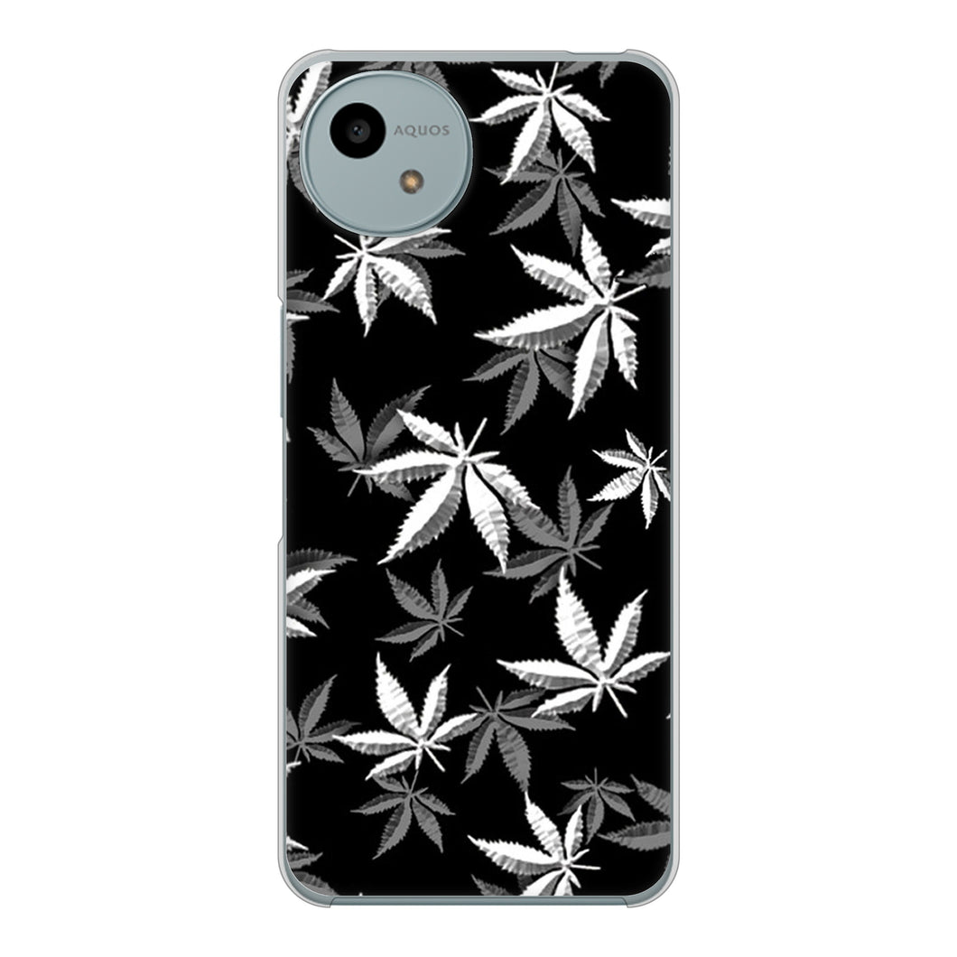 AQUOS wish4 A402SH Y!mobile 高画質仕上げ 背面印刷 ハードケース 【064 モノトーン大麻ブラック】