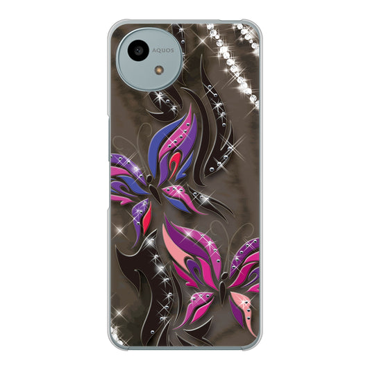 AQUOS wish4 A402SH Y!mobile 高画質仕上げ 背面印刷 ハードケース 【1164 キラめくストーンと蝶】