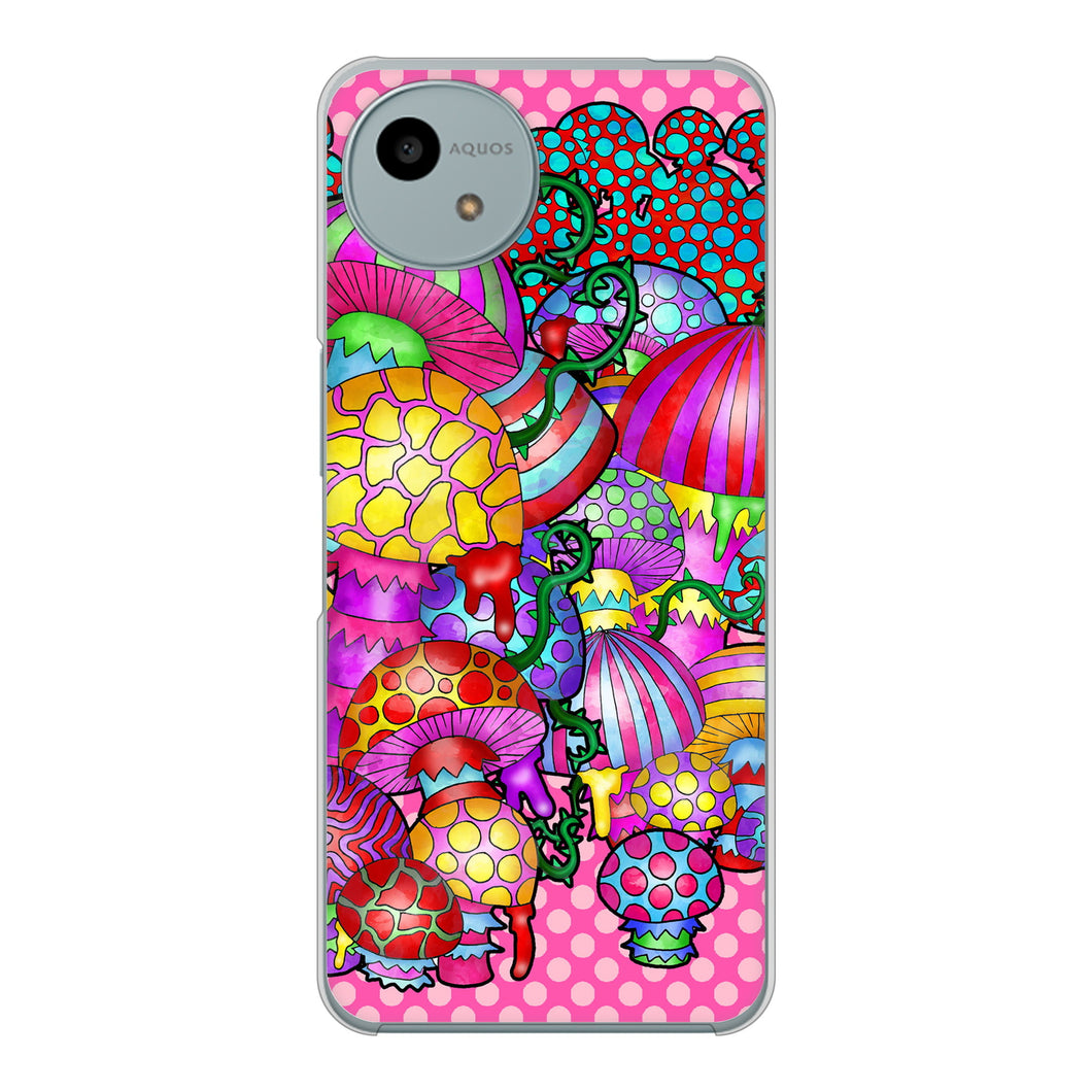 AQUOS wish4 A402SH Y!mobile 高画質仕上げ 背面印刷 ハードケースむかいあぐる きのこ