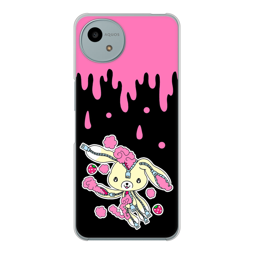 AQUOS wish4 A402SH Y!mobile 高画質仕上げ 背面印刷 ハードケースむかいあぐる ジッパーうさぎのジッピョン