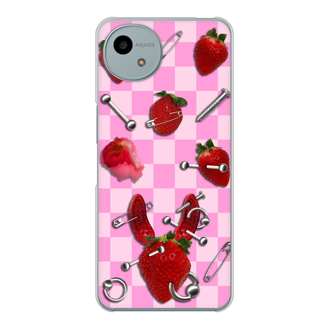 AQUOS wish4 A402SH Y!mobile 高画質仕上げ 背面印刷 ハードケースむかいあぐる 苺パンク