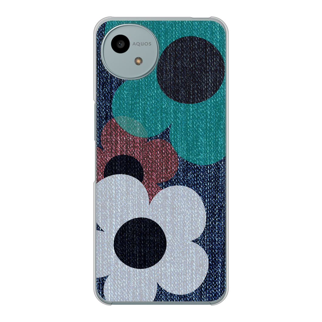 AQUOS wish4 A402SH Y!mobile 高画質仕上げ 背面印刷 ハードケース 【EK869 ルーズフラワーinデニム風】