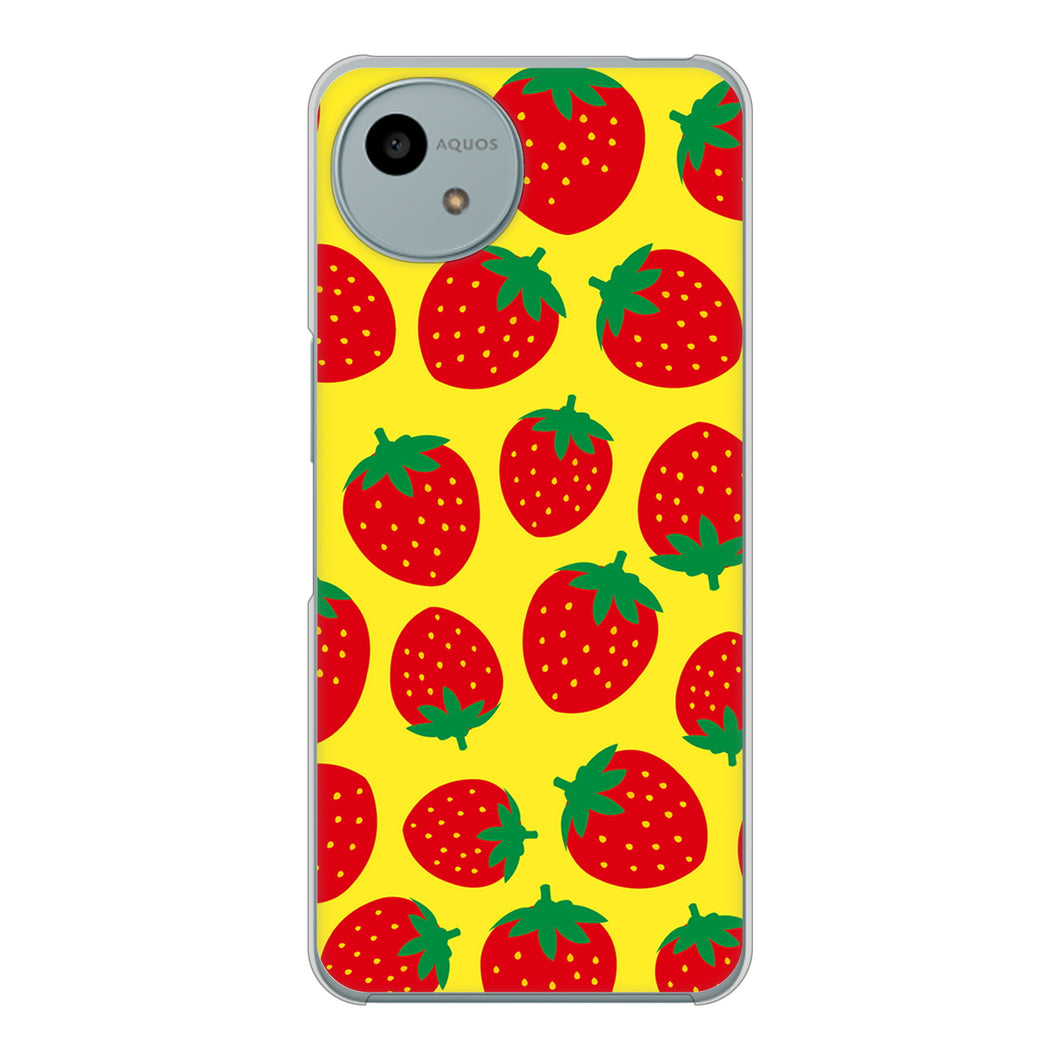 AQUOS wish4 A402SH Y!mobile 高画質仕上げ 背面印刷 ハードケース小さいイチゴ模様
