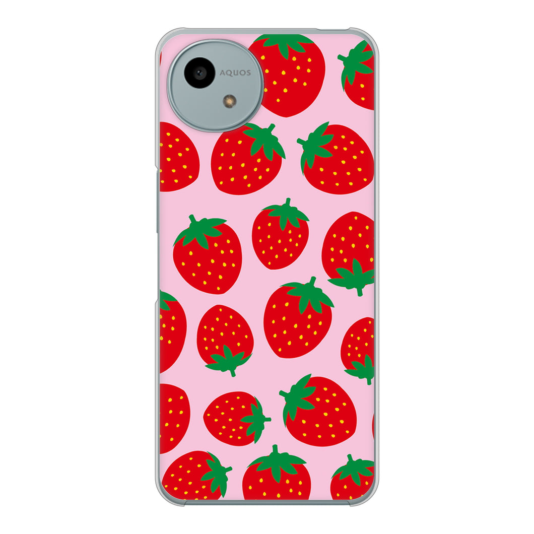 AQUOS wish4 A402SH Y!mobile 高画質仕上げ 背面印刷 ハードケース小さいイチゴ模様