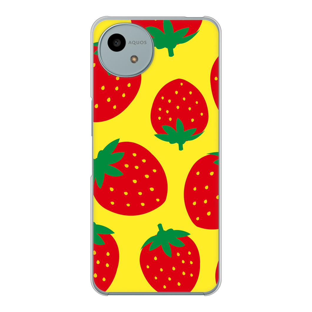 AQUOS wish4 A402SH Y!mobile 高画質仕上げ 背面印刷 ハードケース大きいイチゴ模様
