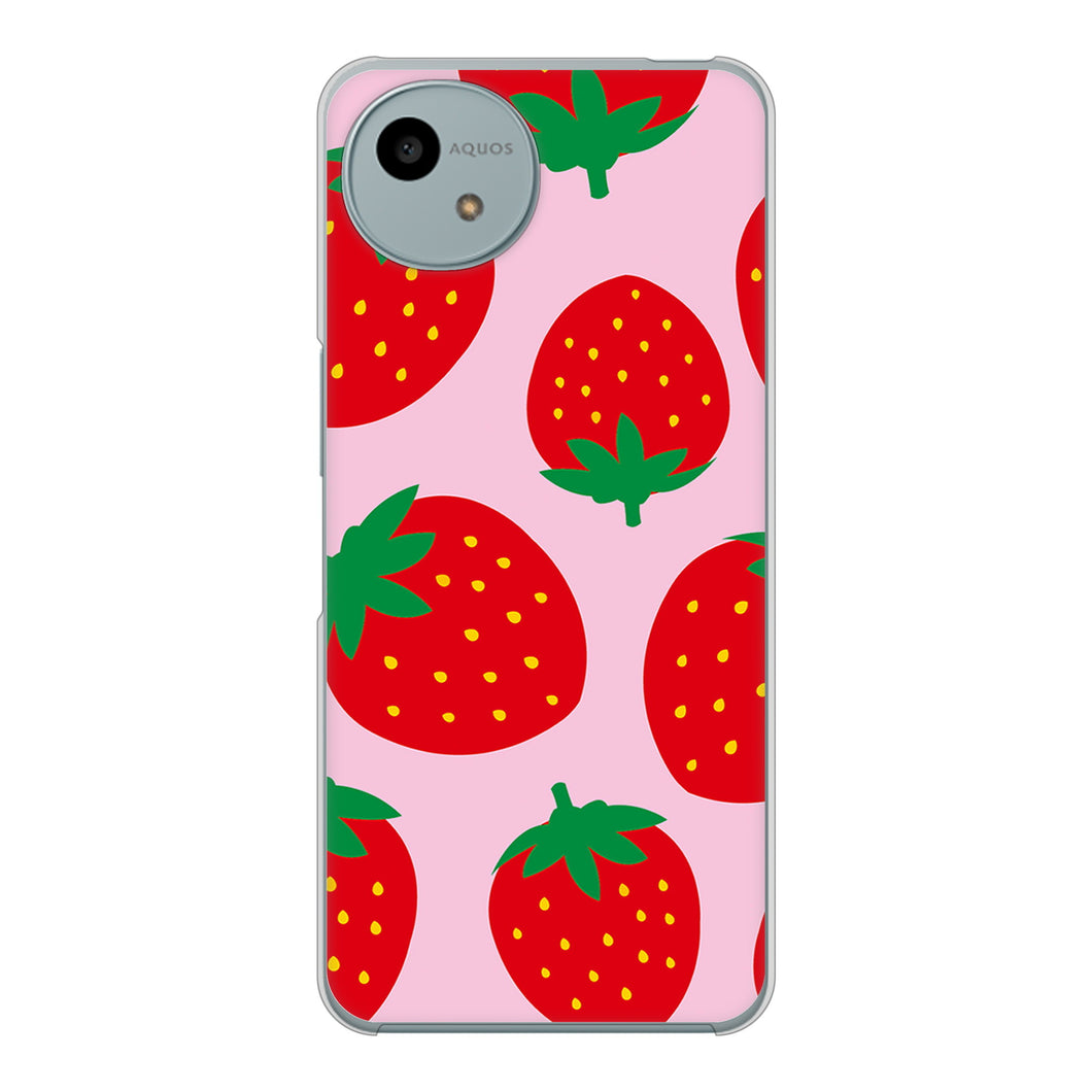 AQUOS wish4 A402SH Y!mobile 高画質仕上げ 背面印刷 ハードケース大きいイチゴ模様