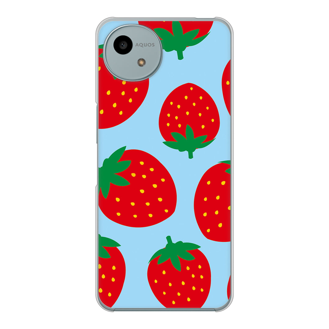 AQUOS wish4 A402SH Y!mobile 高画質仕上げ 背面印刷 ハードケース大きいイチゴ模様