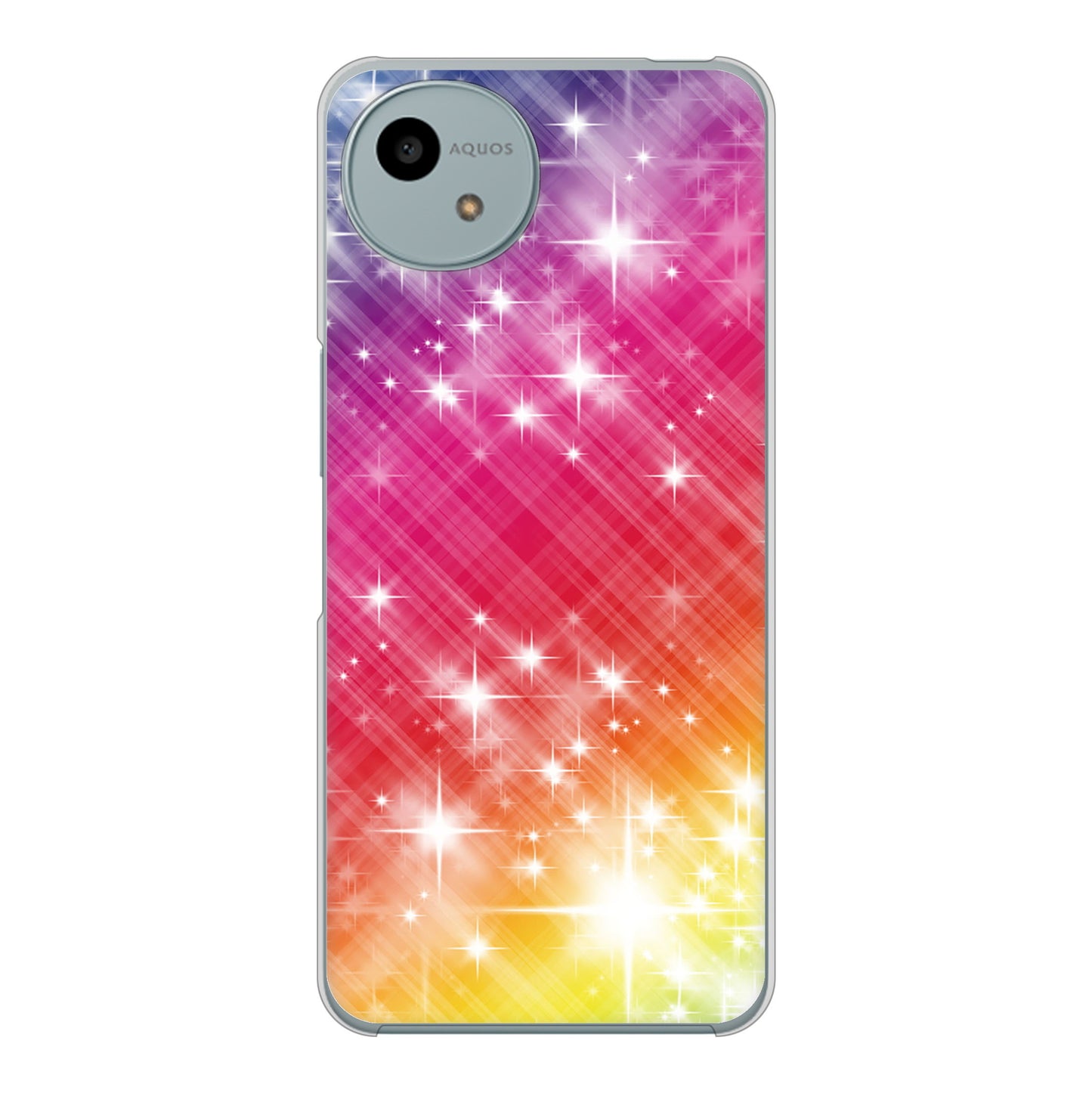 AQUOS wish4 A402SH Y!mobile 高画質仕上げ 背面印刷 ハードケース 【VA872 レインボーフレーム】
