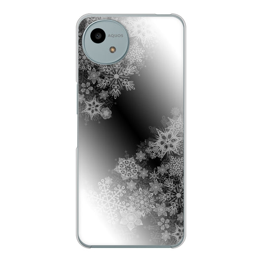 AQUOS wish4 A402SH Y!mobile 高画質仕上げ 背面印刷 ハードケース 【YJ340 モノトーン 雪の結晶 】