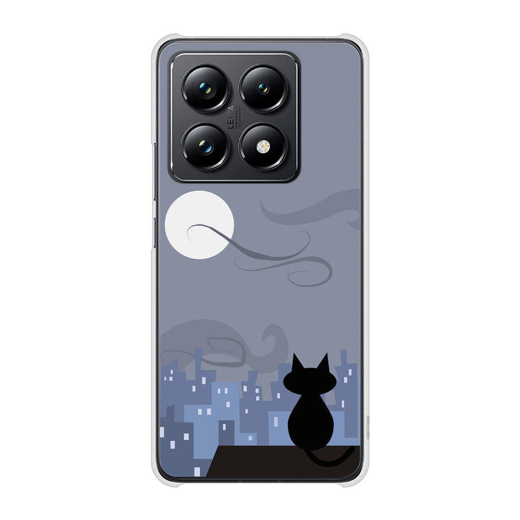 Xiaomi 14T Pro A402XM SoftBank 高画質仕上げ 背面印刷 ハードケース夜とネコ