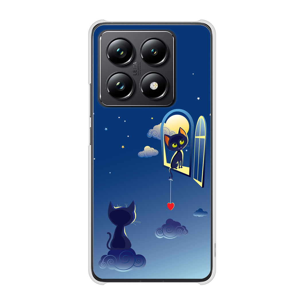 Xiaomi 14T Pro A402XM SoftBank 高画質仕上げ 背面印刷 ハードケース夜とネコ
