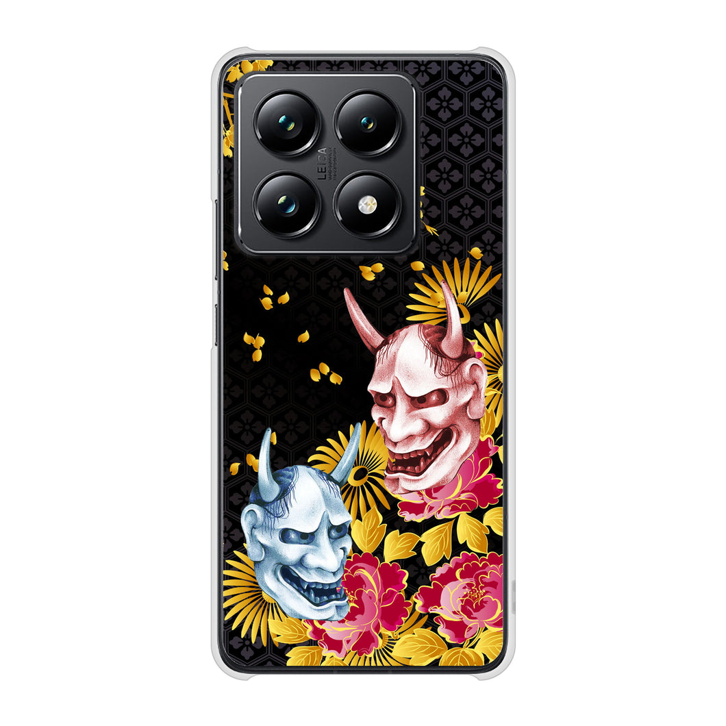 Xiaomi 14T Pro A402XM SoftBank 高画質仕上げ 背面印刷 ハードケース 【1024 般若と牡丹2】