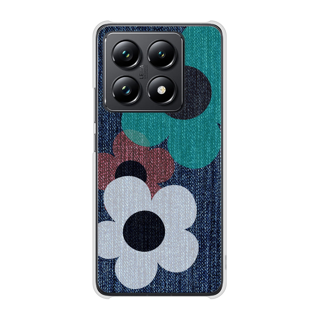 Xiaomi 14T Pro A402XM SoftBank 高画質仕上げ 背面印刷 ハードケース 【EK869 ルーズフラワーinデニム風】