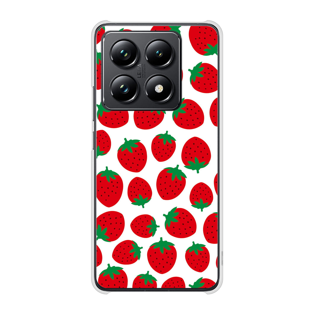 Xiaomi 14T Pro A402XM SoftBank 高画質仕上げ 背面印刷 ハードケース小さいイチゴ模様