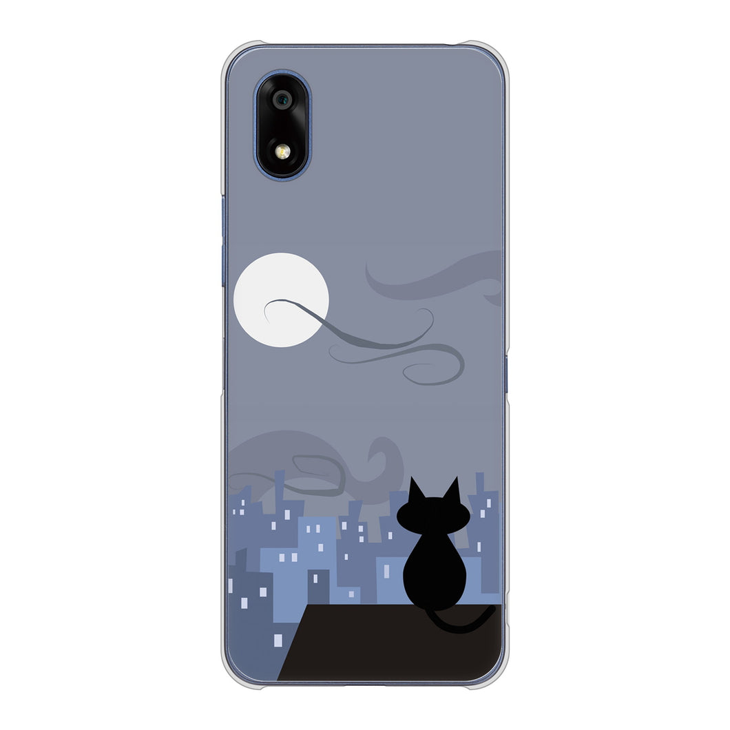 かんたんスマホ4 A402ZT Y!mobile 高画質仕上げ 背面印刷 ハードケース夜とネコ