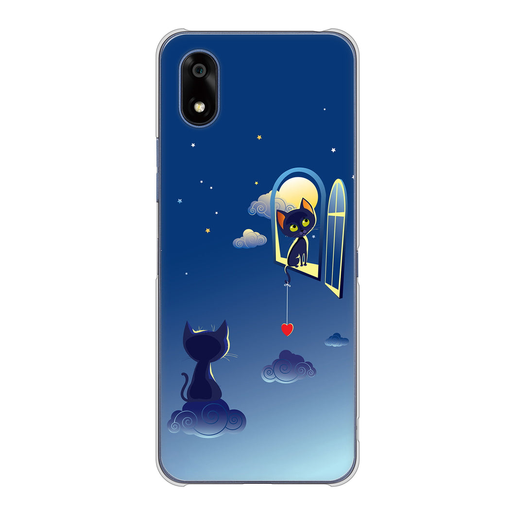 かんたんスマホ4 A402ZT Y!mobile 高画質仕上げ 背面印刷 ハードケース夜とネコ