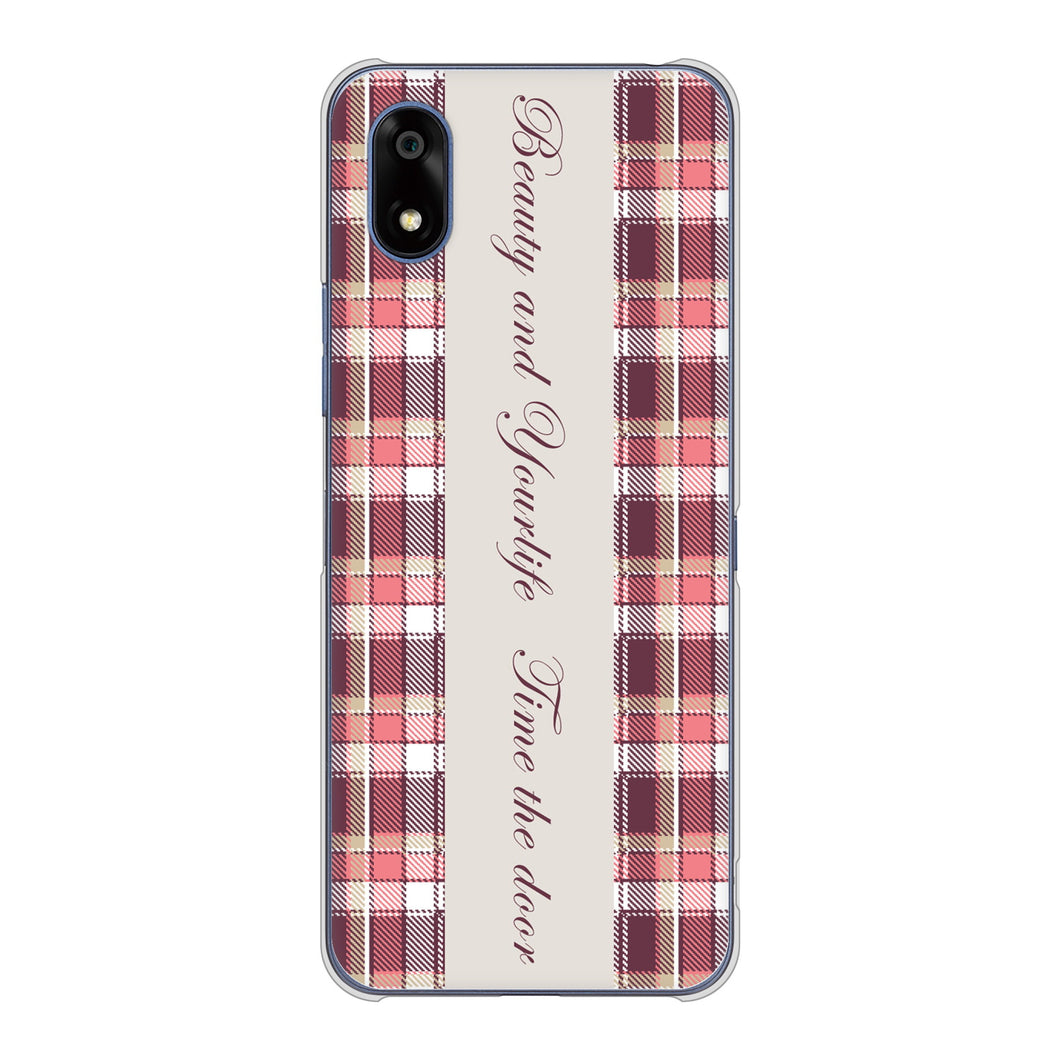 かんたんスマホ4 A402ZT Y!mobile 高画質仕上げ 背面印刷 ハードケースピンクチェック