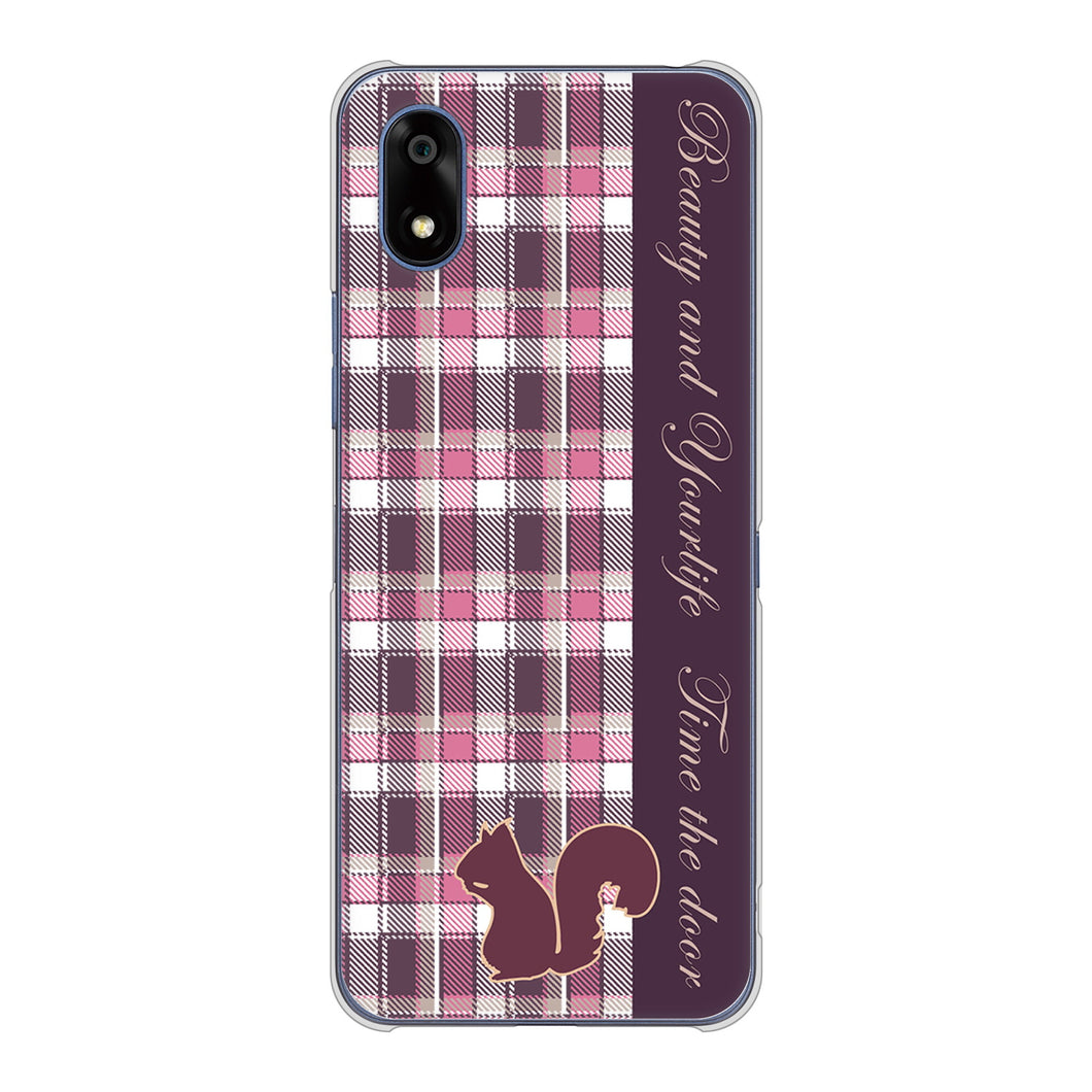 かんたんスマホ4 A402ZT Y!mobile 高画質仕上げ 背面印刷 ハードケースピンクチェック