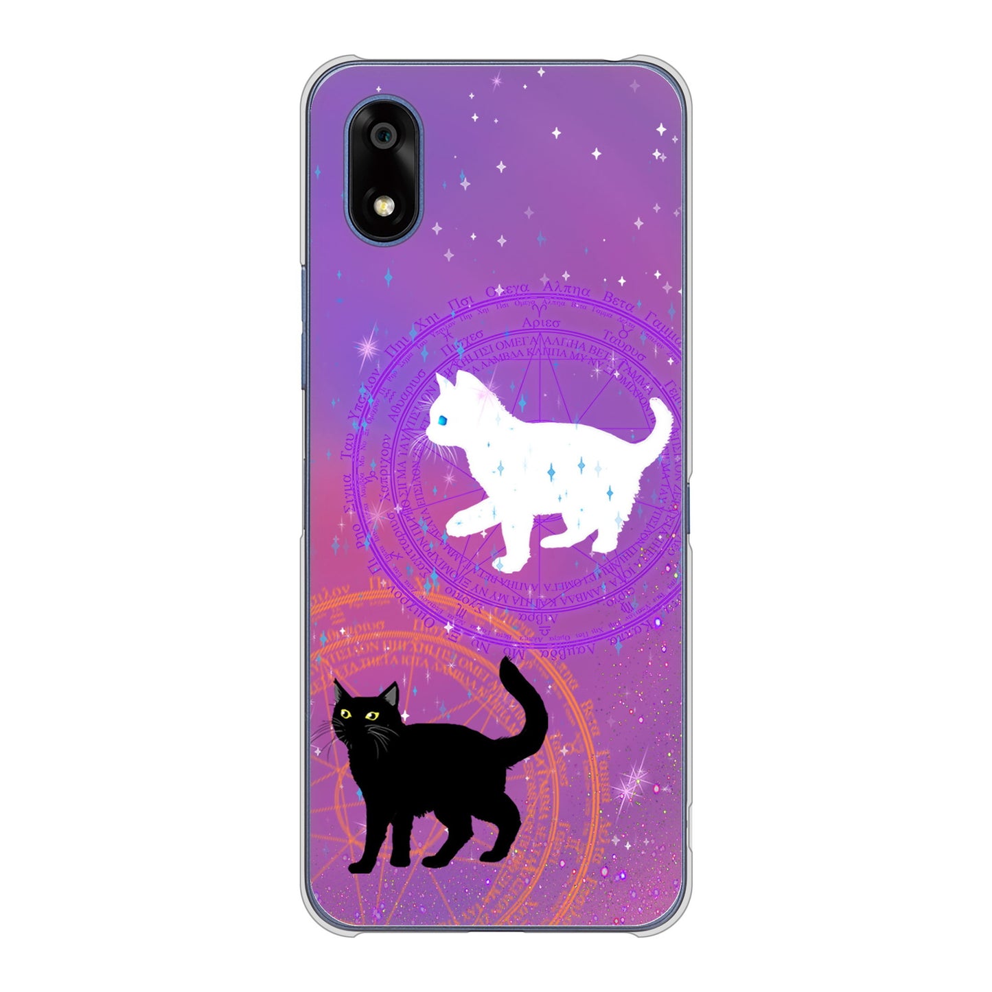 かんたんスマホ4 A402ZT Y!mobile 高画質仕上げ 背面印刷 ハードケース魔法陣猫