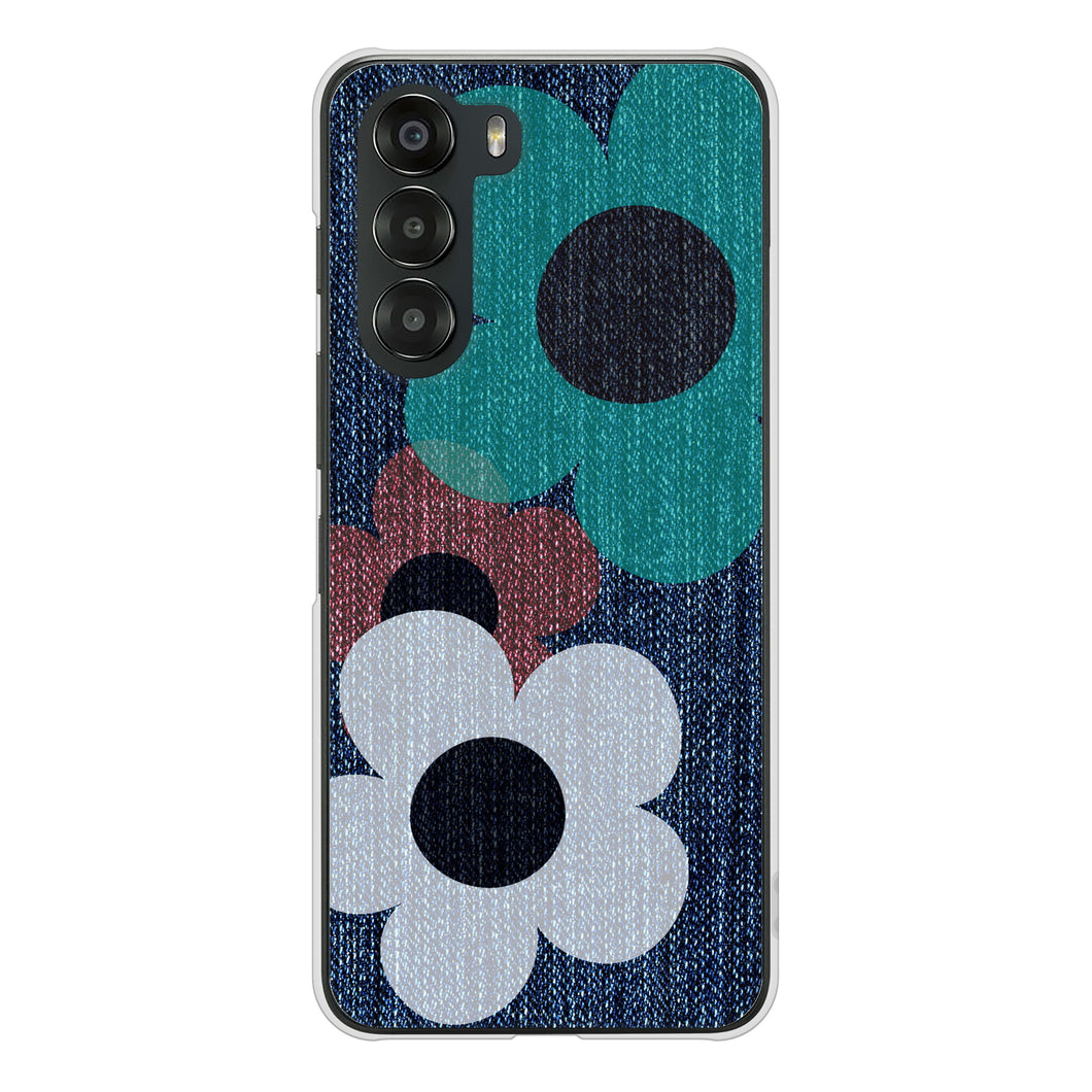 nubia S 5G A403ZT Y!mobile 高画質仕上げ 背面印刷 ハードケース 【EK869 ルーズフラワーinデニム風】