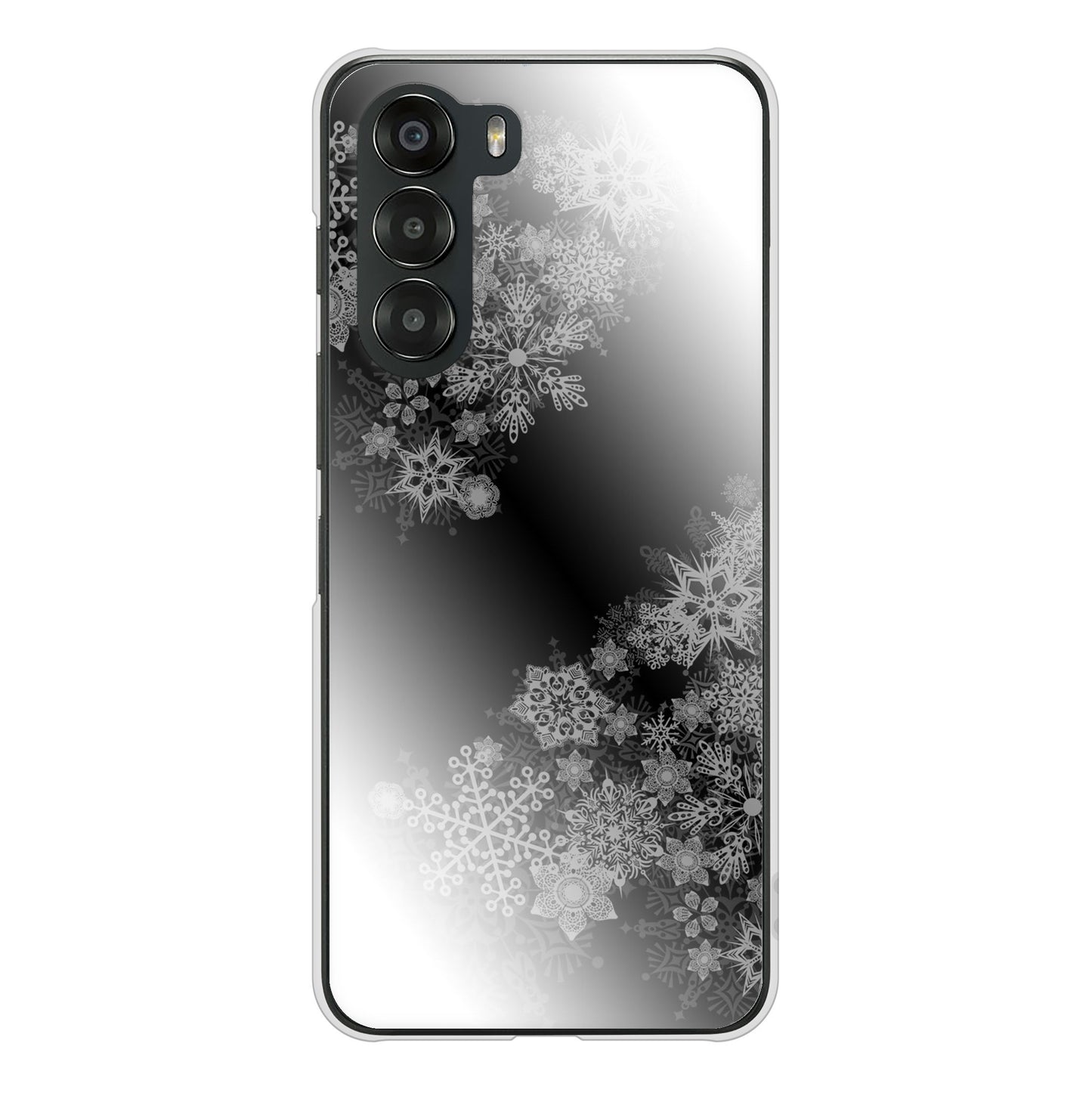 nubia S 5G A403ZT Y!mobile 高画質仕上げ 背面印刷 ハードケース 【YJ340 モノトーン 雪の結晶 】