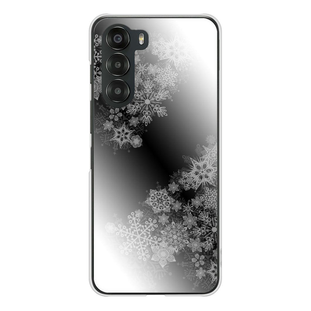 nubia S 5G A403ZT Y!mobile 高画質仕上げ 背面印刷 ハードケース 【YJ340 モノトーン 雪の結晶 】