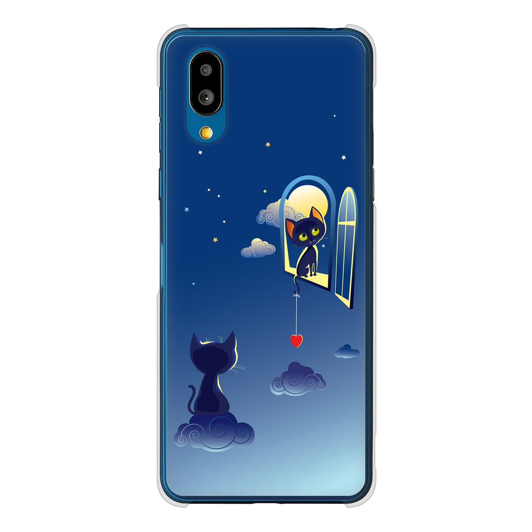 シンプルスマホ7 A404SH SoftBank 高画質仕上げ 背面印刷 ハードケース夜とネコ