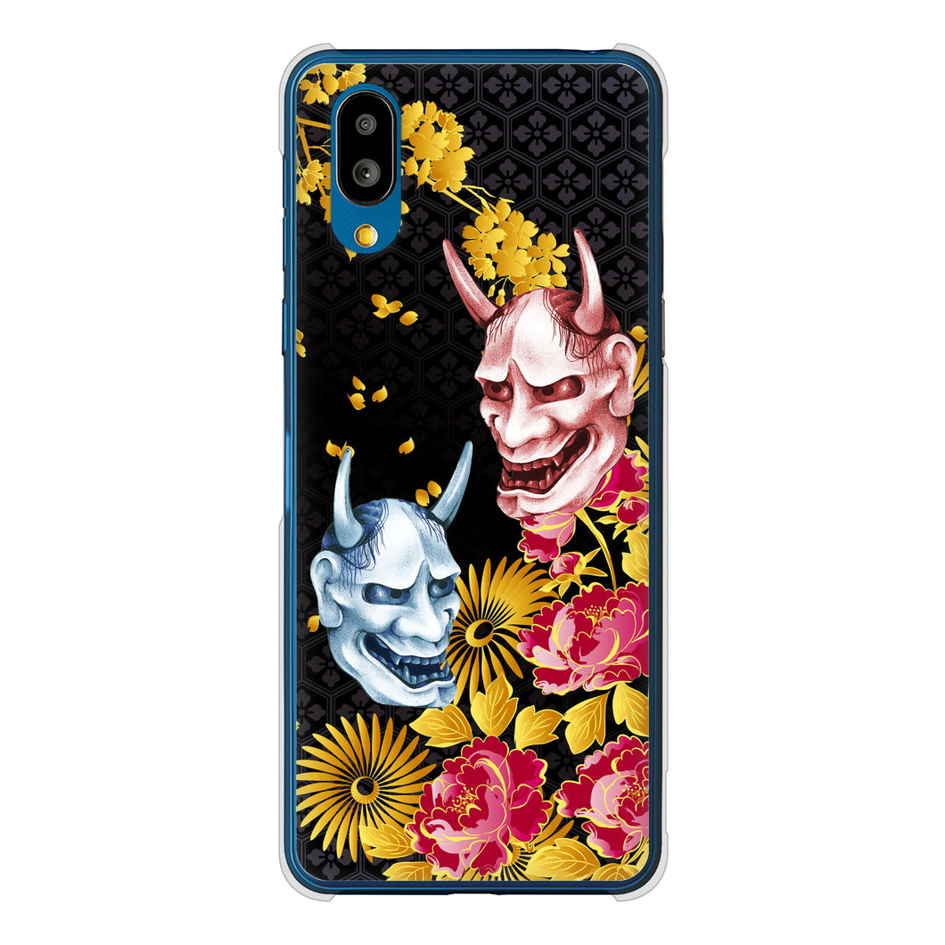 シンプルスマホ7 A404SH SoftBank 高画質仕上げ 背面印刷 ハードケース 【1024 般若と牡丹2】