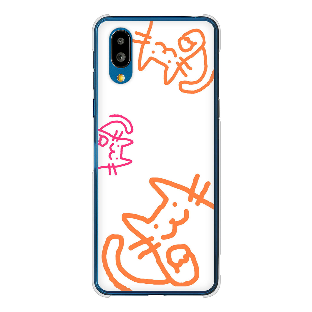 シンプルスマホ7 A404SH SoftBank 高画質仕上げ 背面印刷 ハードケース 【1098 手まねきする3匹のネコ】