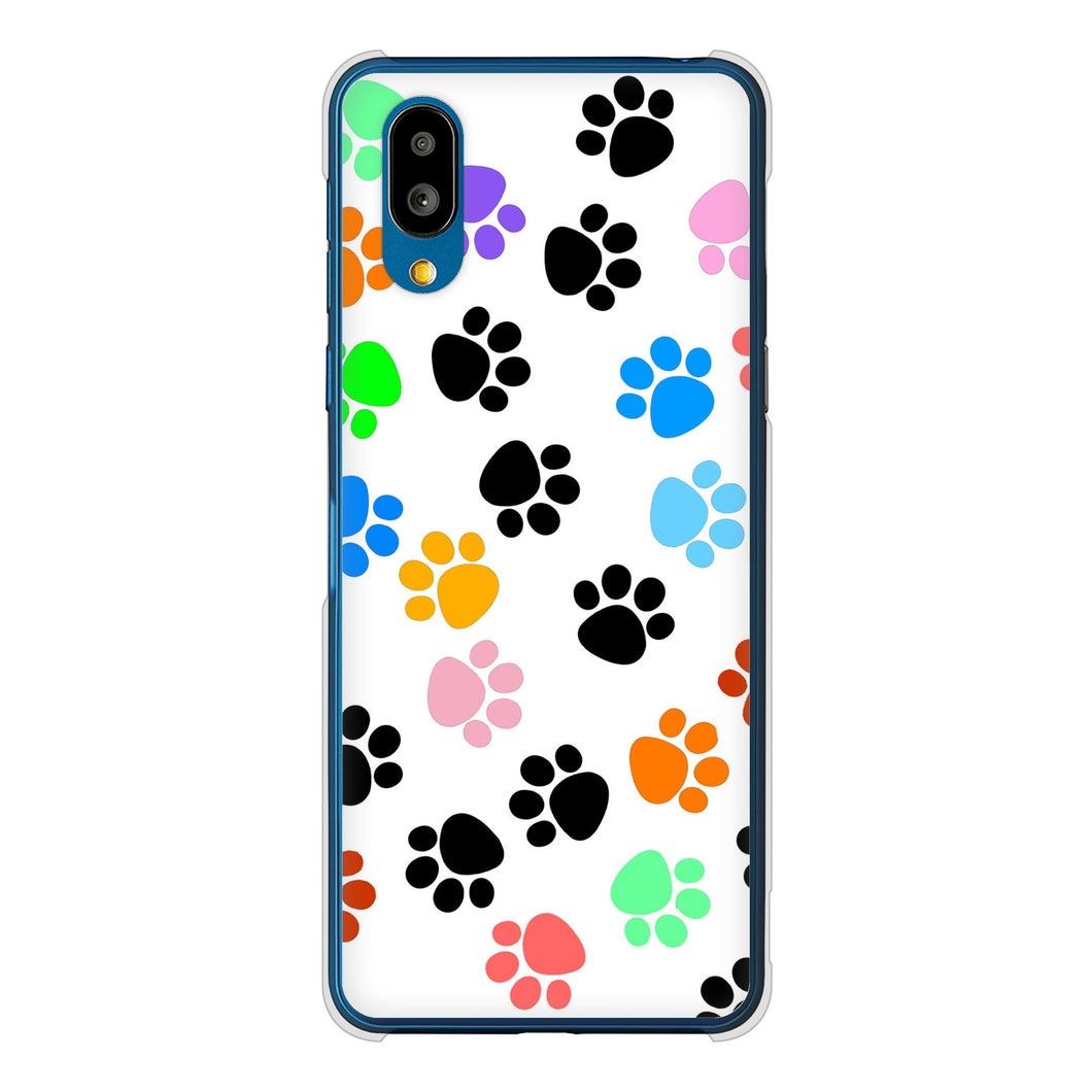 シンプルスマホ7 A404SH SoftBank 高画質仕上げ 背面印刷 ハードケース 【1108 あしあとカラフル】