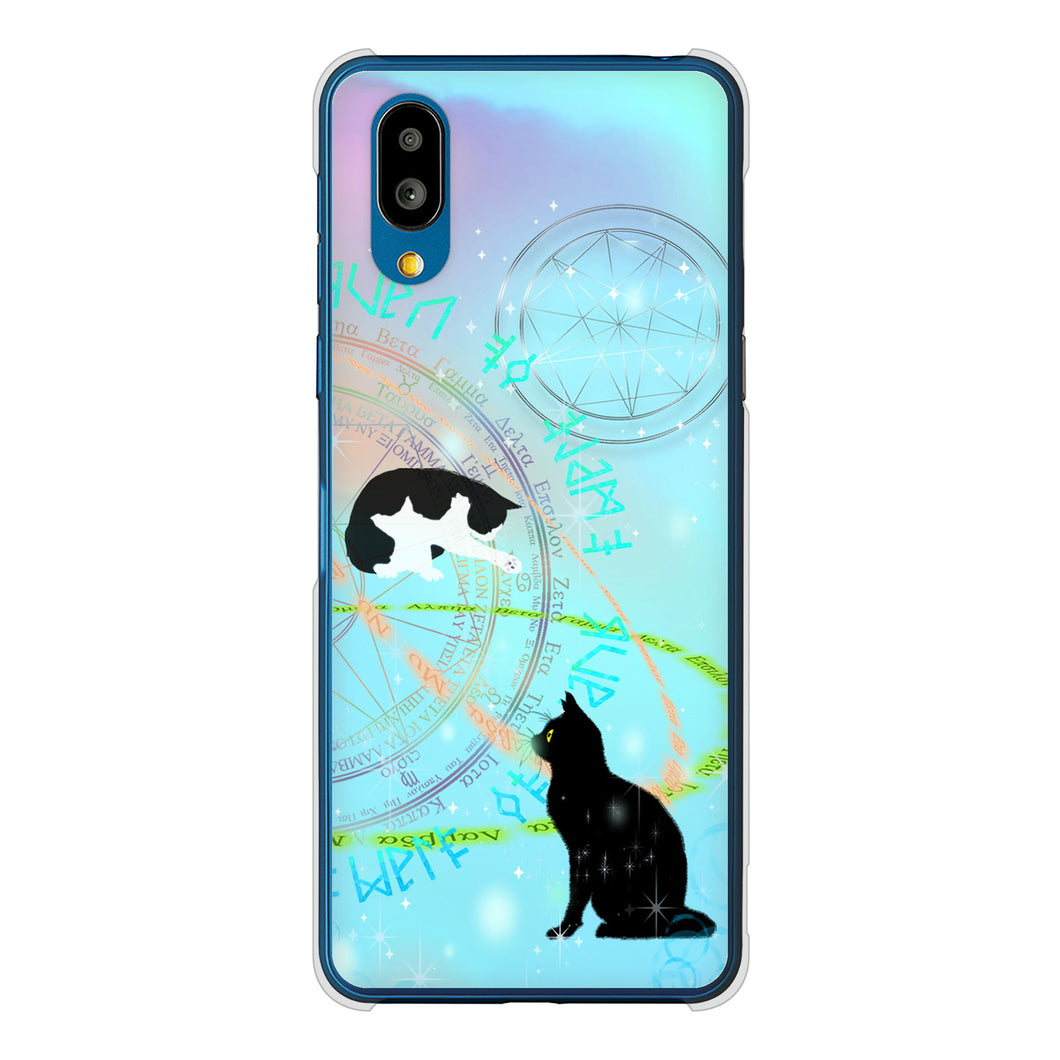 シンプルスマホ7 A404SH SoftBank 高画質仕上げ 背面印刷 ハードケース魔法陣猫