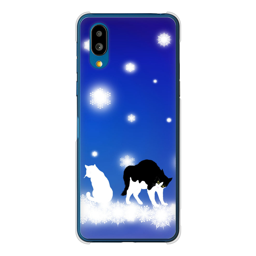 シンプルスマホ7 A404SH SoftBank 高画質仕上げ 背面印刷 ハードケース 【YJ335 雪の結晶 はちわれ】