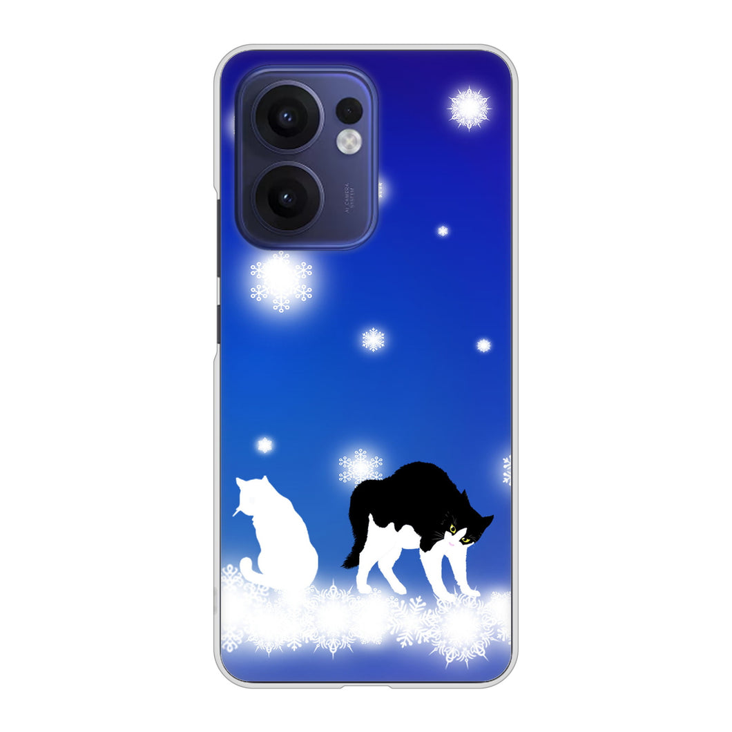 OPPO Reno13 A A501OP Y!mobile 高画質仕上げ 背面印刷 ハードケース 【YJ335 雪の結晶 はちわれ】