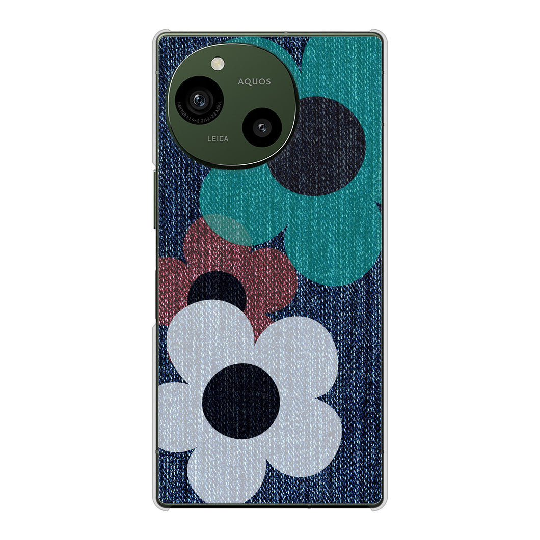 AQUOS R10 A501SH SoftBank 高画質仕上げ 背面印刷 ハードケース 【EK869 ルーズフラワーinデニム風】
