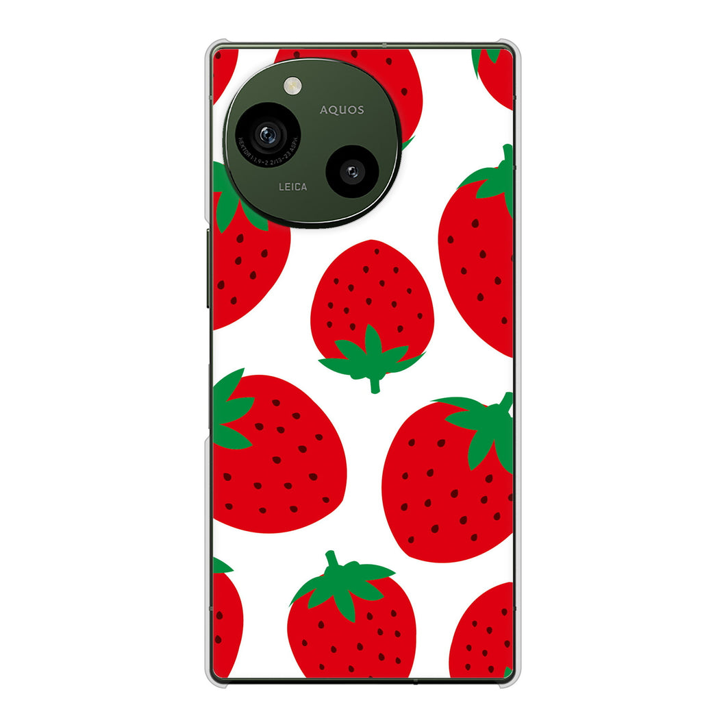 AQUOS R10 A501SH SoftBank 高画質仕上げ 背面印刷 ハードケース大きいイチゴ模様