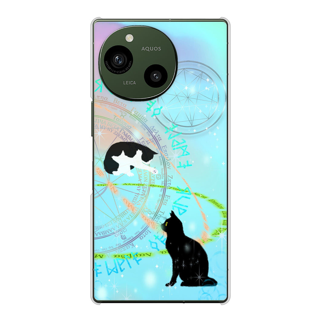 AQUOS R10 A501SH SoftBank 高画質仕上げ 背面印刷 ハードケース魔法陣猫