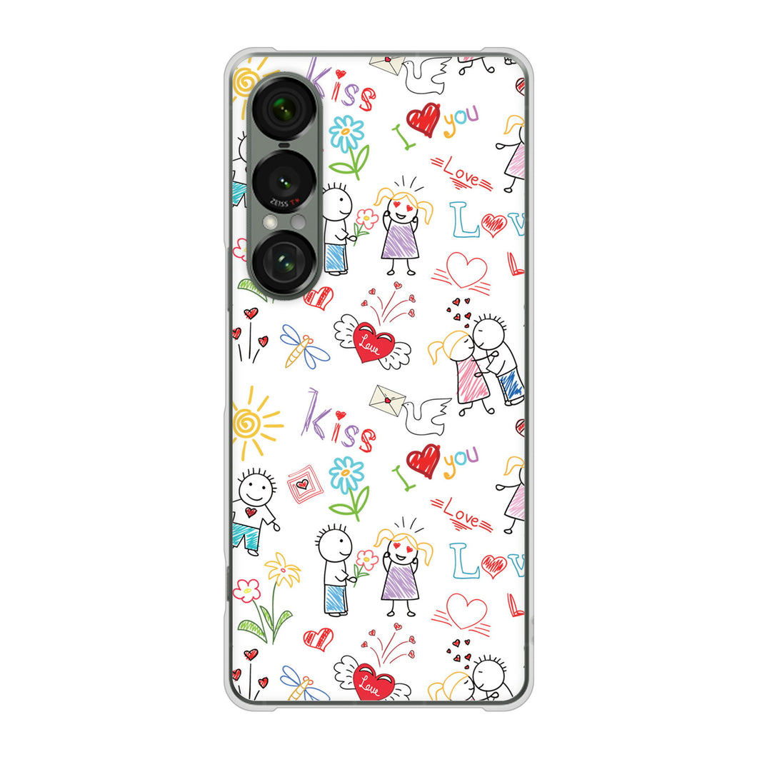 Xperia 1 VII A501SO SoftBank 高画質仕上げ 背面印刷 ハードケースカップル&ファミリー