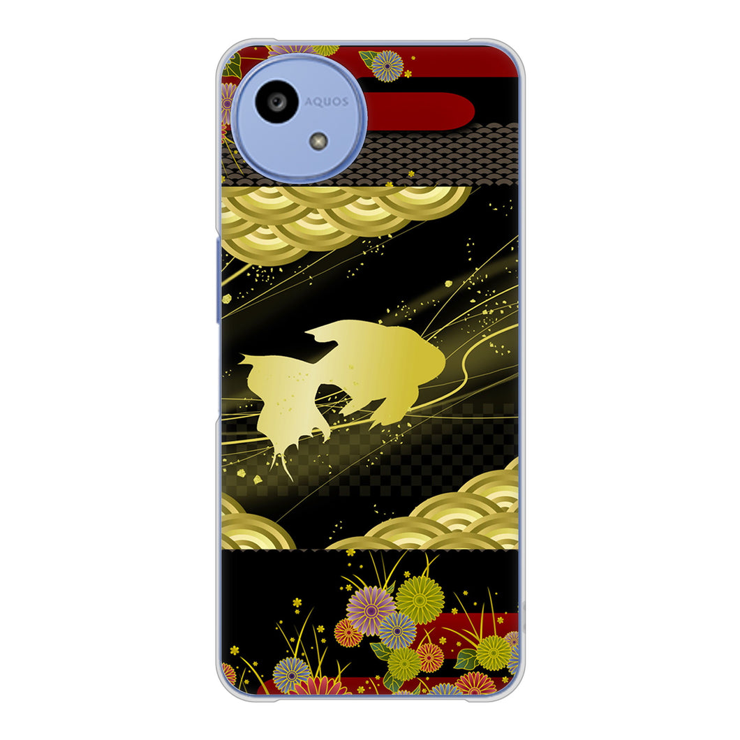 AQUOS wish5 A502SH Y!mobile 高画質仕上げ 背面印刷 ハードケース 【174 天の川の金魚】