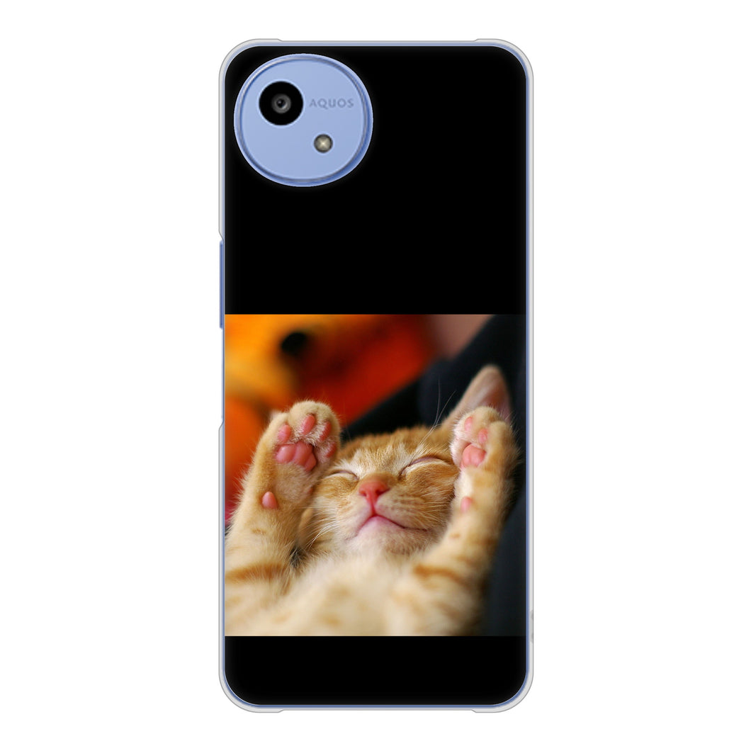 AQUOS wish5 A502SH Y!mobile 高画質仕上げ 背面印刷 ハードケース 【VA804 爆睡するネコ】