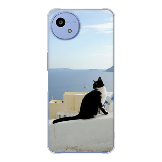 AQUOS wish5 A502SH Y!mobile VA805 ネコと地中海 ハードケース 背面印刷