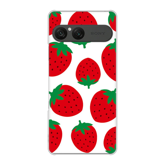 Xperia 10 VII A502SO SoftBank 高画質仕上げ 背面印刷 ハードケース大きいイチゴ模様