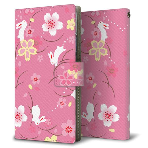 Galaxy A25 5G SM-A253Z SoftBank 高画質仕上げ プリント手帳型ケース ( 薄型スリム ) 【149 桜と白うさぎ】