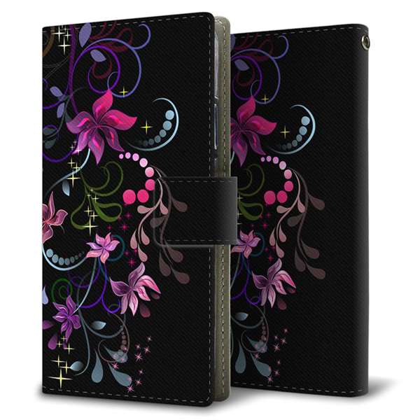 Xperia 10 VII SOG16 au 高画質仕上げ プリント手帳型ケース ( 薄型スリム ) 【263 闇に浮かぶ華】