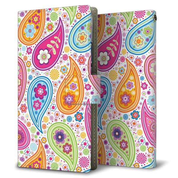 AQUOS wish5 SH-M32 高画質仕上げ プリント手帳型ケース ( 薄型スリム ) 【378 カラフルペイズリー】