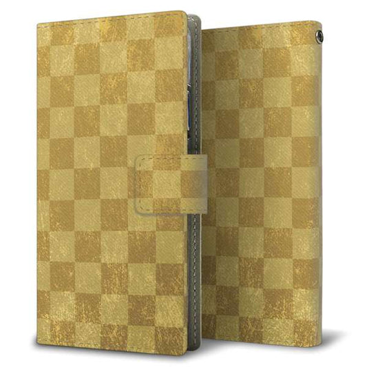 Google Pixel 9a 高画質仕上げ プリント手帳型ケース ( 薄型スリム ) 【619 市松模様-金(骨董風に傷んだイメージ)】