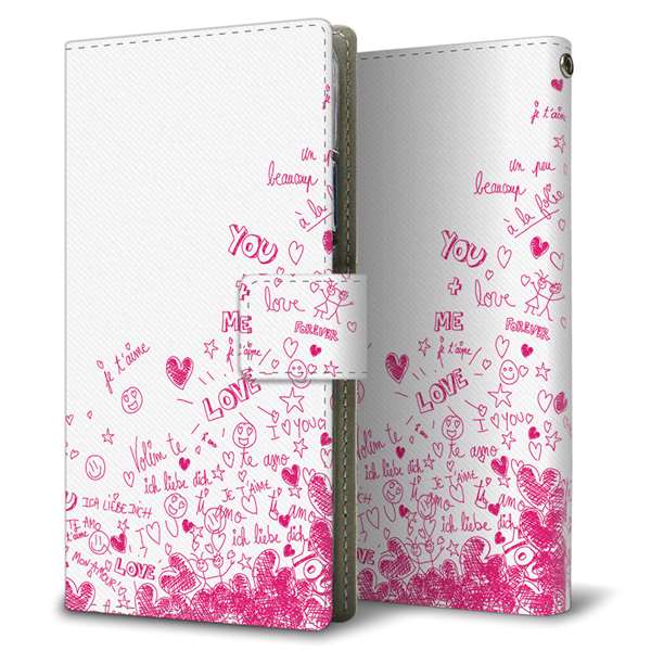 Xiaomi 14T XIG07 au 高画質仕上げ プリント手帳型ケース ( 薄型スリム )プリティハート